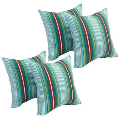 Blazing Needles Outdoor Cushion Collection Indoor/outdoor Striped Throw Pillow In Green,red