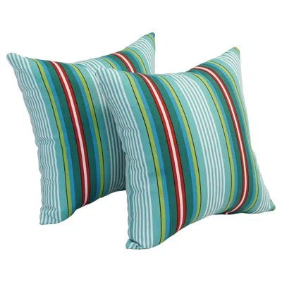 Blazing Needles Outdoor Cushion Collection Indoor/outdoor Striped Throw Pillow In Green,red