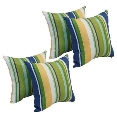 Blazing Needles Outdoor Cushion Collection Indoor/outdoor Striped Throw Pillow In Mccoury Pool