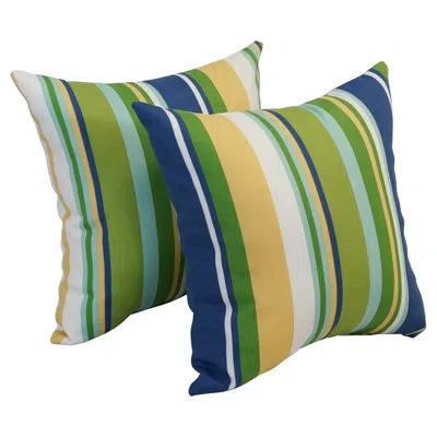 Blazing Needles Outdoor Cushion Collection Indoor/outdoor Striped Throw Pillow In Mccoury Pool