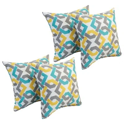 Blazing Needles Outdoor Cushion Collection Indoor/outdoor Throw Pillow In Yellow,blue