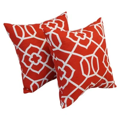 Blazing Needles Outdoor Cushion Collection Outdoor Geometric Throw Pillow In Kirkland Red