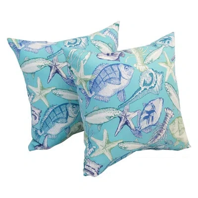 Blazing Needles Outdoor Cushion Collection Outdoor Square Pillow Cover & Insert In Keyisle Lagoon