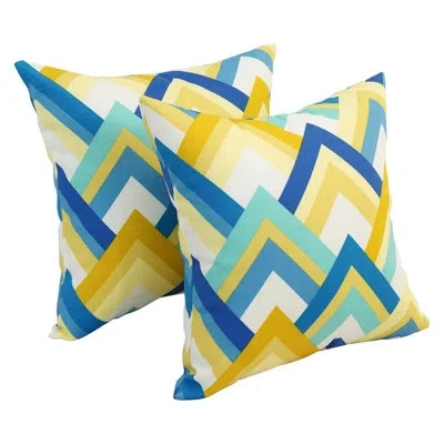 Blazing Needles Outdoor Cushion Collection Outdoor Square Pillow Cover And Insert In Yellow,blue