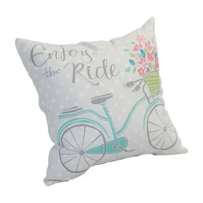 Blazing Needles Outdoor Square Pillow Cover & Insert In Bike Ride