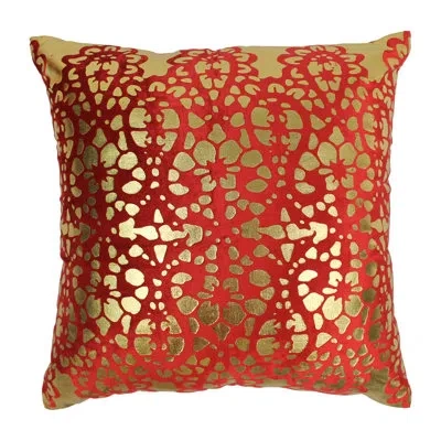 Blazing Needles Paisley Scaled Cotton Throw Pillow In Crimson Velvet,gold