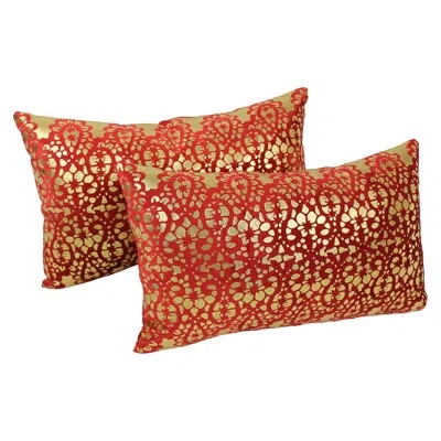 Blazing Needles Paisley Scaled Lumbar Pillow In Crimson,gold