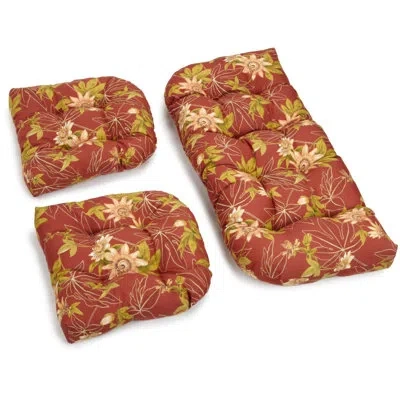 Blazing Needles Passion Indoor/outdoor Loveseat Cushion In Green;red;tan;multi-colored