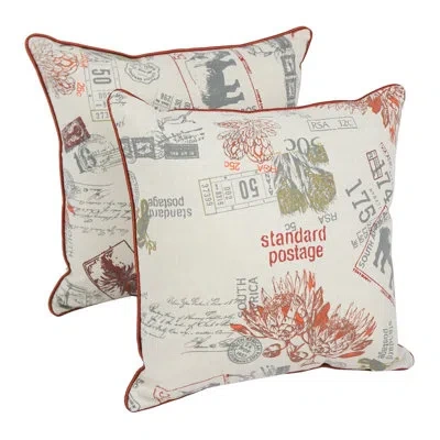 Blazing Needles Postage Throw Pillow In Orange Postage