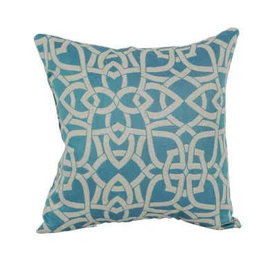 Blazing Needles Premium Jacquard Outdoor Cushions Outdoor Square Pillow Cover & Insert In Blue,white
