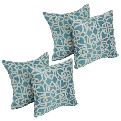 Blazing Needles Premium Jacquard Outdoor Cushions Outdoor Square Pillow Cover & Insert In Blue,white