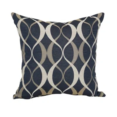 Blazing Needles Premium Jacquard Outdoor Cushions Outdoor Square Pillow Cover & Insert In Dark Blue