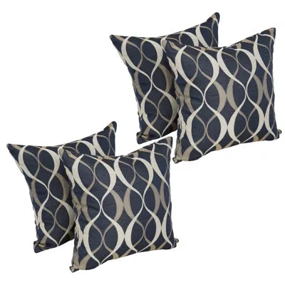 Blazing Needles Premium Jacquard Outdoor Cushions Outdoor Square Pillow Cover & Insert In Dark Blue