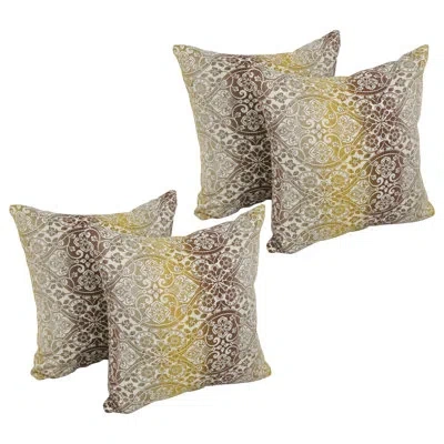 Blazing Needles Premium Jacquard Outdoor Cushions Outdoor Square Pillow Cover & Insert In Tan,yellow