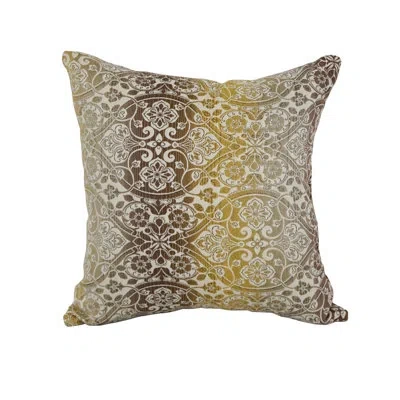Blazing Needles Premium Jacquard Outdoor Cushions Outdoor Square Pillow Cover & Insert In Tan,yellow