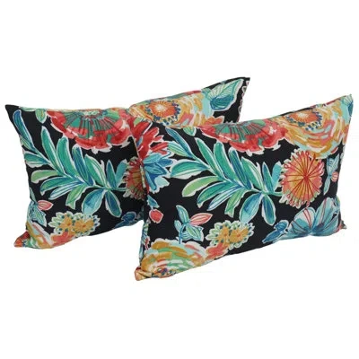 Blazing Needles Rectangular Outdoor Lumbar Pillow In Haliwell Caribbean Stripe