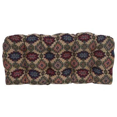 Blazing Needles Rounded Back Solid Tapestry Settee Cushion Set (set Of 3) In Palomino