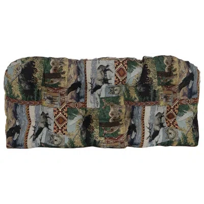 Blazing Needles Rounded Back Solid Tapestry Settee Cushion Set (set Of 3) In Wild North