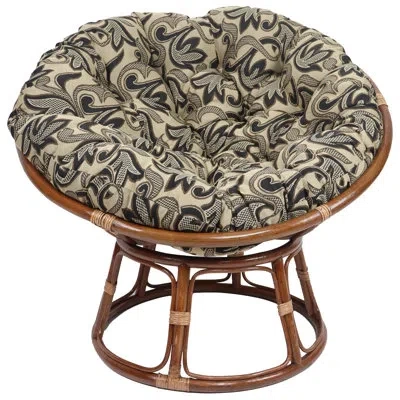 Blazing Needles Tapestry Papasan Cushion In Checkered Scroll