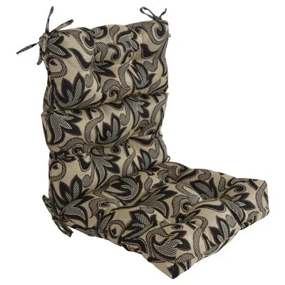 Blazing Needles Tapestry Tufted Seat/back Chair Cushion In Checkered Scroll