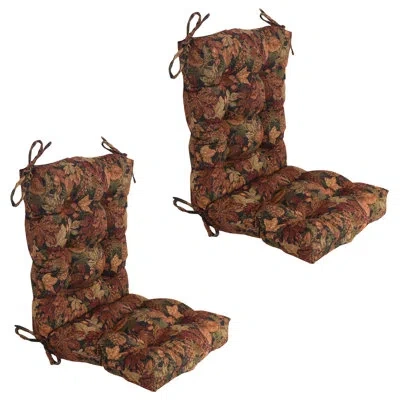 Blazing Needles Tapestry Tufted Seat/back Chair Cushions (set Of 2) In Autumn Harvest