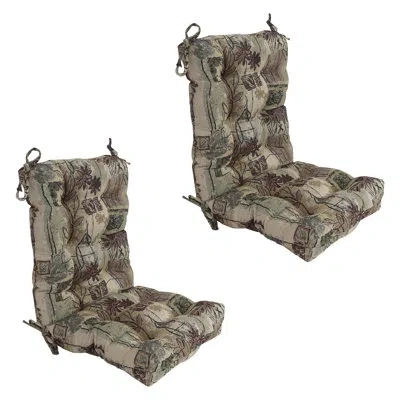 Blazing Needles Tapestry Tufted Seat/back Chair Cushions (set Of 2) In Japanese Gardens