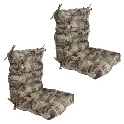 Blazing Needles Tapestry Tufted Seat/back Chair Cushions (set Of 2) In Japanese Gardens