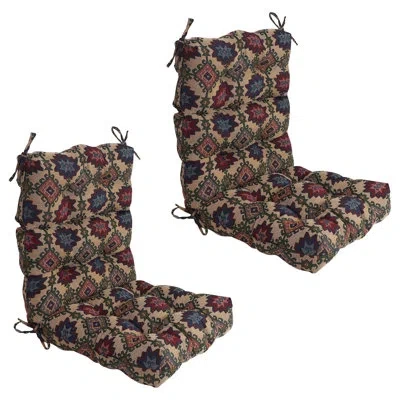 Blazing Needles Tapestry Tufted Seat/back Chair Cushions (set Of 2) In Palomino
