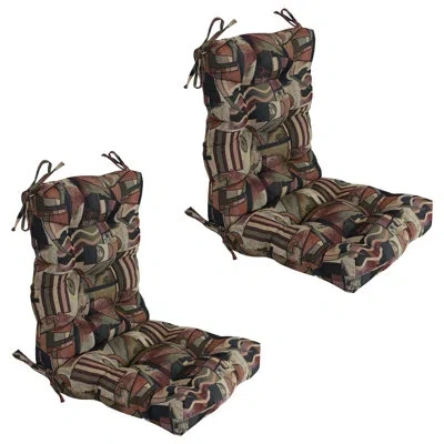 Blazing Needles Tapestry Tufted Seat/back Chair Cushions (set Of 2) In Picasso