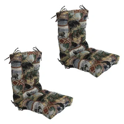 Blazing Needles Tapestry Tufted Seat/back Chair Cushions (set Of 2) In Wild North