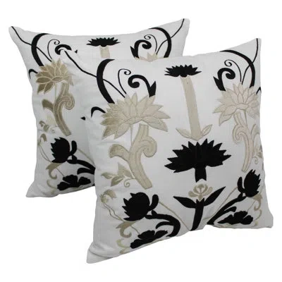 Blazing Needles Throw Square Pillow In Black,beige