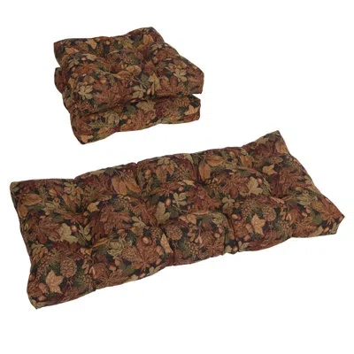 Blazing Needles Tufted Tapestry Settee Cushions (set Of 3) In Autumn Harvest