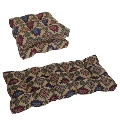Blazing Needles Tufted Tapestry Settee Cushions (set Of 3) In Palomino