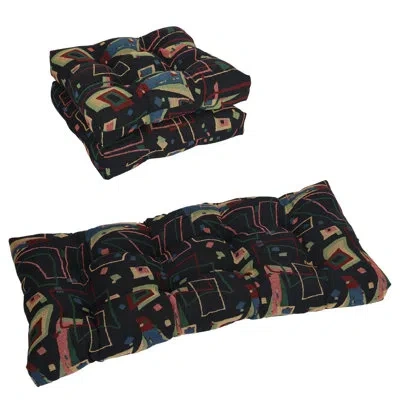 Blazing Needles Tufted Tapestry Settee Cushions (set Of 3) In Black