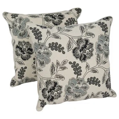 Blazing Needles Zen Throw Pillow In Black,off-white Floral