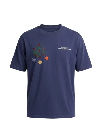 Bldg4 Beaded-embellishment T-shirt In Blue