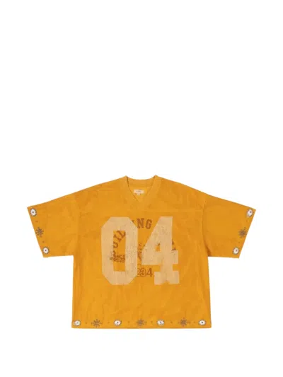 Bldg4 Big Ben Leather-stud T-shirt In Yellow