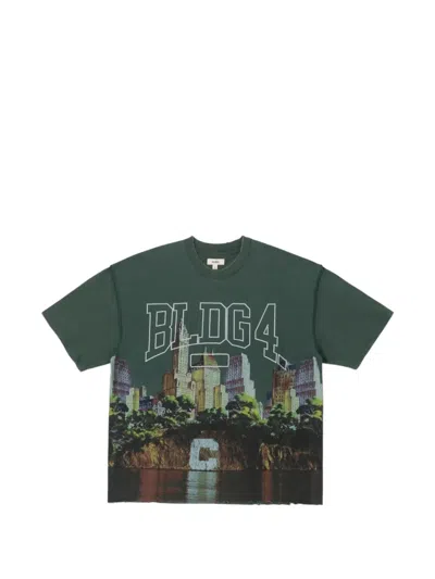 Bldg4 Graphic-print Distressed T-shirt In Green