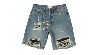 Pre-owned Bldg4 Men's  Pin Boy Jean Buster Short In Blue
