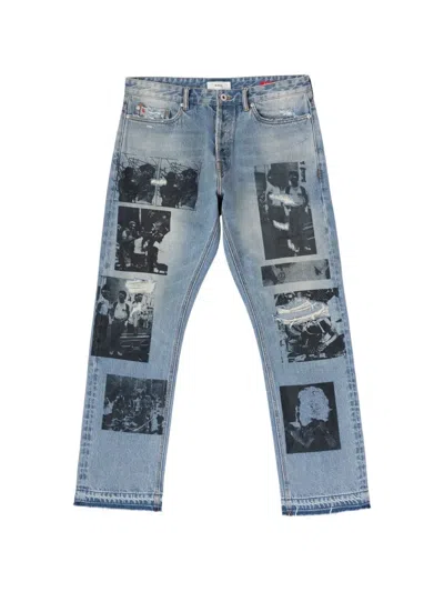 Bldg4 Mojave Graphic-print Distressed Jeans In Pink