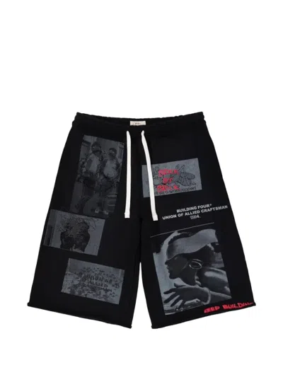 Bldg4 Palace Graphic-print Shorts In Black