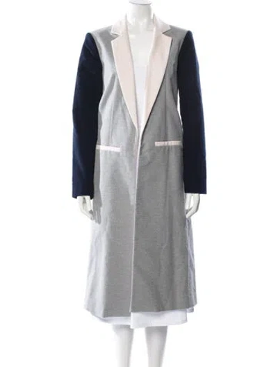 Pre-owned Bldwn Striped Faux Fur Coat In Gray