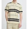 Blend Knitted Striped Polo Shirt In Beige