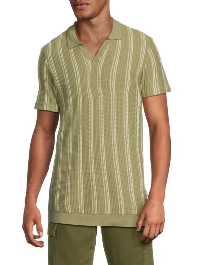 Blend Men's Amos Striped Polo Shirt In Green