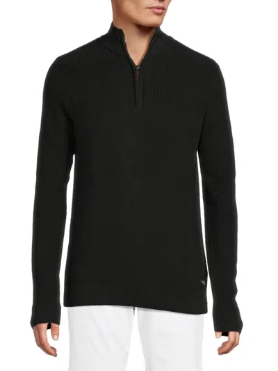 Blend Men's Codford Half-zip Cotton Sweater In Black