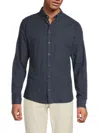 Blend Men's Cotton Button-down Shirt In Blue