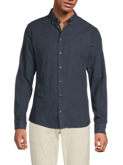 Blend Men's Cotton Button-down Shirt In Blue