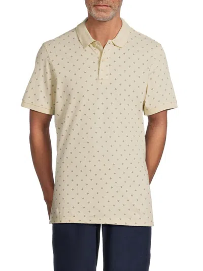 Blend Men's Eames Printed Cotton Polo Shirt In Neutral