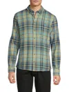 Blend Men's Plaid Cotton Flannel Shirt In Blue