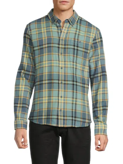 Blend Men's Plaid Cotton Flannel Shirt In Blue